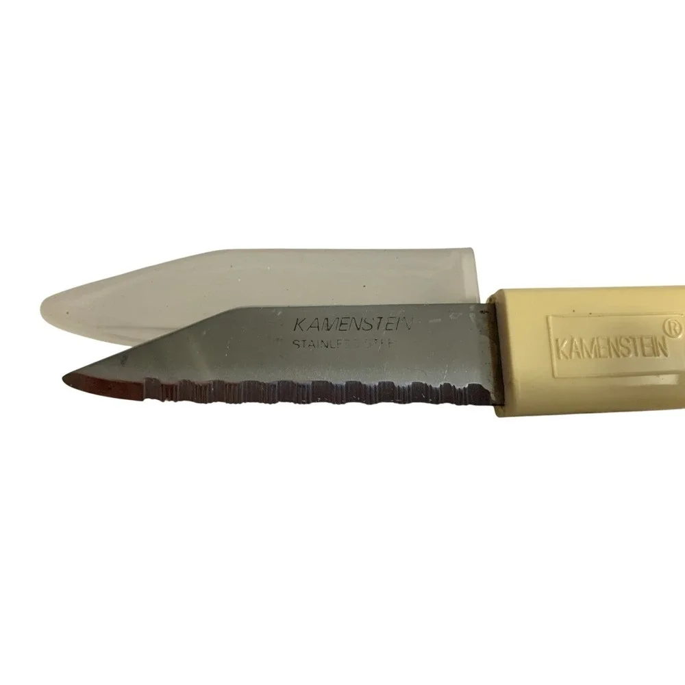 Kamenstein Paring Knife Unisex OS Cream Serrated Stainless Steel Sheath Vintage